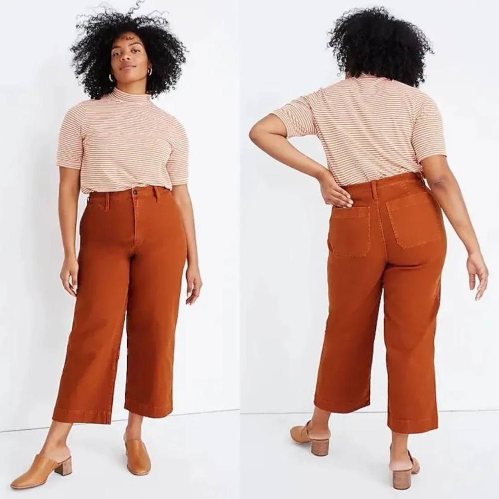 Madewell 26 Curvy Slim Emmett Wide Leg orange/rust pants trousers cotton cottage